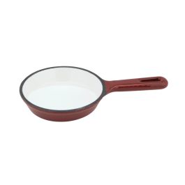 Padella In Ghisa Smaltata Rossa Da 16 Cm, Antiaderente A Doppio Strato, Manico Lungo Termoresistente, Adatta A Induzione E Forno - 2