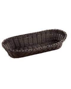 Cestino pane ovale in rattan sintetico filo in polipropilene con sezione piena wengè cm 23x17