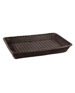 Cestino pane rettangolare GN 1/1 in rattan sintetico filo in polipropilene con sezione piena wengè cm 53x32,5