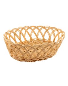 Cestino pane ovale in rattan sintetico filo in polipropilene con sezione piena e intreccio a maglia larga cm 26,5x21 h cm 8,5