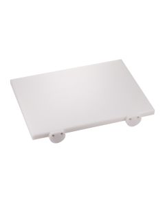 Tagliere bianco in HDPE con fermi, spigoli e bordi raccordati cm 60x40