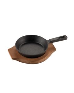 Mini padella in ghisa smaltata con vassoio in legno Ø cm 12