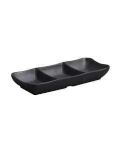 EFAY Piattino rettangolare per salse a 3 scomparti Zen in melamina cm 19,5x8,5