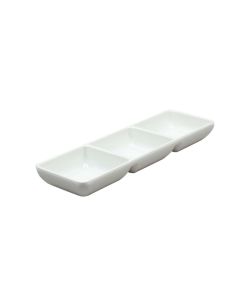 EFAY Piattino rettangolare per salse a 3 scomparti avorio Oriental Series in melamina cm 22x7