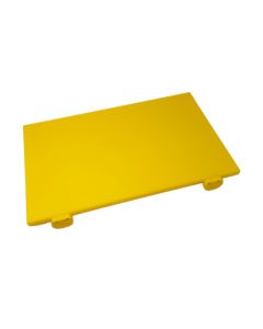 Tagliere giallo in HDPE con fermi, spigoli e bordi raccordati cm 60x40